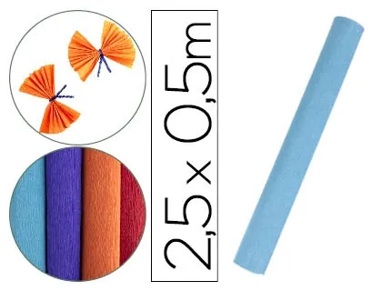 Papier crepon liderpapel rouleau 50cmx2,5m 85gr        coloris bleu ciel — Non classé