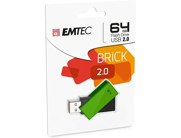 Cle Usb Emtec 2.0 C350 Brick Pivotante 64 gb Vitesse Lecture 15 mbs Ecriture Mb/S Coloris Vert — Informatique &… — vue 4