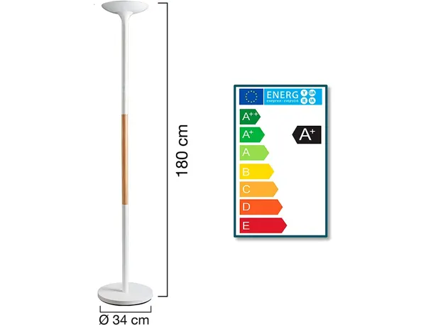 UNiLUX Lampadaire à LED PRYSKA, dimmable, hêtre/blanc — Lampadaires — vue 7