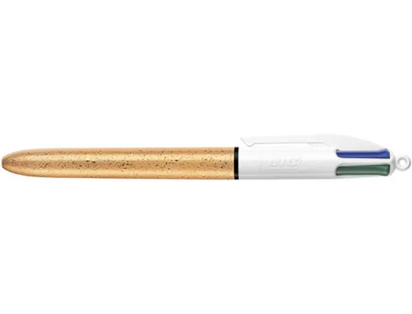 Stylo-Bille Bic 4 Couleurs Festif Retractable Rechargeable Pointe Moyenne 1mm Corps Large Blanc/Dore — Fournitures — vue 8