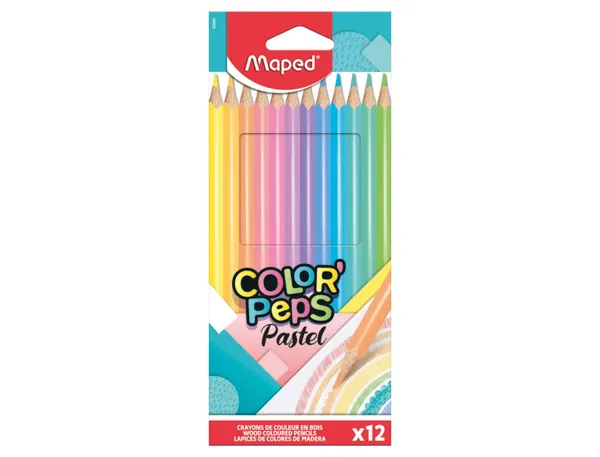 Maped Crayon de couleur COLOR'PEPS Pastel, étui carton de 12 — Fournitures
