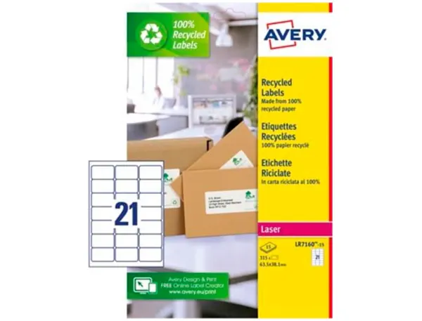 Etiquette Autocollante Avery Adresse Recyclee Laser Blanc 63,5 X 38,1mm Boite De 315 — Aménagement d'espace — vue 3