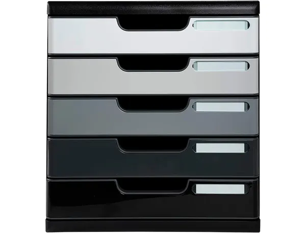 Module Exacompta 5 Tiroirs Certifies Ange Bleu Noir Nuances De Gris Glossy — Aménagement d'espace — vue 3