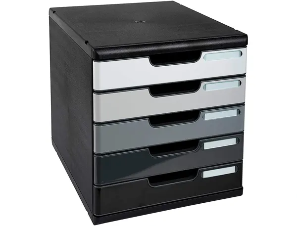Module Exacompta 5 Tiroirs Certifies Ange Bleu Noir Nuances De Gris Glossy — Aménagement d'espace — vue 4