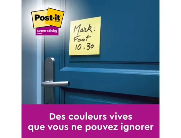 Lot de 12 blocs de 90 feuilles Super Sticky post-it, 76 x 127 mm, coloris jaune — Fournitures — vue 3