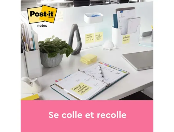 Lot de 12 blocs de 100 feuilles z-notes repositionnable 76 x 76 mm coloris jaune, Post-it — Fournitures — vue 6
