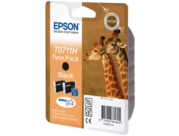 EPSON 6LB T0711 ink cartridge black standard capacity 7.4ml 1-pack blister without alarm — Cartouches & toners — vue 3