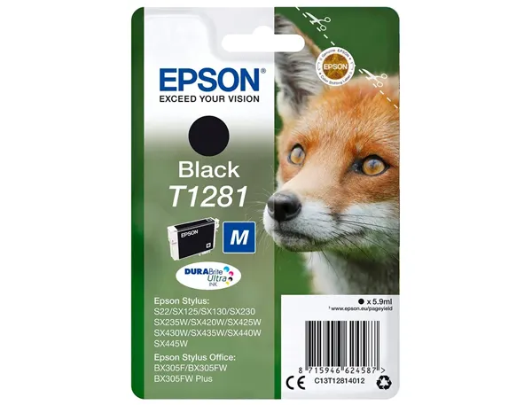 EPSON 6LB T1281 ink cartridge black standard capacity 5.9ml 1-pack blister without alarm — Cartouches & toners — vue 3
