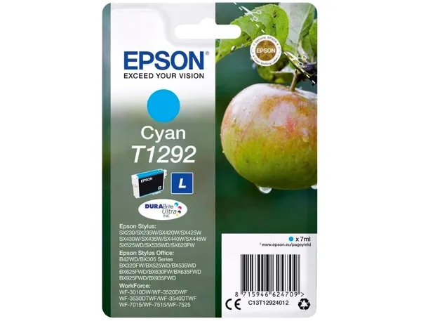 EPSON 1LB T1292 ink cartridge cyan high capacity 7ml 1-pack blister without alarm — Cartouches & toners — vue 3