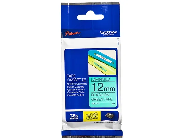 BROTHER TZ731 tape cassette 12mm 8m green black for P-touch 200 300 500 Series — Informatique & bureautique — vue 3