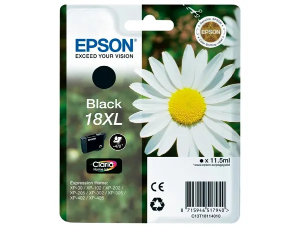 EPSON 4LB 18XL ink cartridge black high capacity 11.5ml 470 pages 1-pack blister without alarm — Cartouches & toners — vue 3