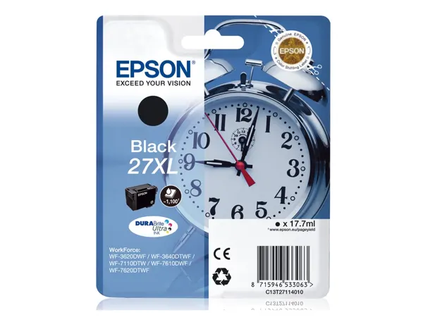 EPSON 6LB 27XL ink cartridge black high capacity 17.7ml 1.100 pages 1-pack blister without alarm - DURABrite ultra… — vue 3