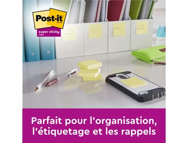 Lot de 12 blocs de 90 feuilles Z-Notes Super Sticky post-it, 76 x 127 mm, couleur : jaune — Fournitures — vue 4