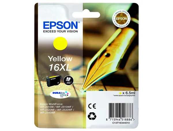 EPSON 1LB 16XL ink cartridge yellow high capacity 6.5ml 450 pages 1-pack blister without alarm — Cartouches & toners — vue 3