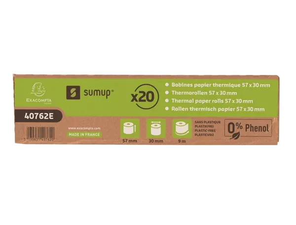 EXACOMPTA Bobine pour ticket CB SumUp, 57 mm x 9 mm, blanc — Papier, cahier & courrier — vue 3