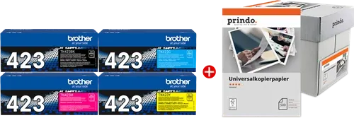 Brother TN-423 MCVP Noir(e) / Cyan / Magenta / Jaune Value Pack + Prindo Universal Papier 2500 Blatt — Consommables…
