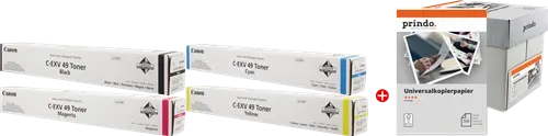 Canon C-EXV49 MCVP Noir(e) / Cyan / Magenta / Jaune Value Pack + Prindo Universal Papier 2500 Blatt — Consommables…