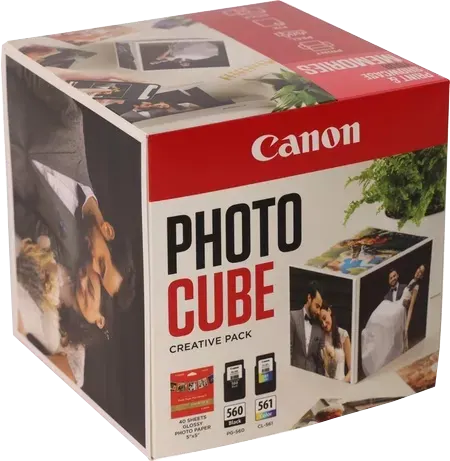 Canon PG-560+CL-561 Photo Cube Creative Pack Noir(e) / Plusieurs couleurs Value Pack + 13x13 cm Fotopapier 40 Blatt —…