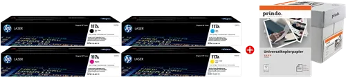HP + Prindo Universal Papier 2500 Blatt Noir(e) / Cyan / Magenta / Jaune / Blanc Value Pack 117A MCVP 02 — Consommables…
