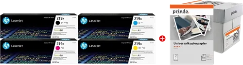 HP + Prindo Universal Papier 2500 Blatt Noir(e) / Cyan / Magenta / Jaune / Blanc Value Pack 219X MCVP — Consommables…
