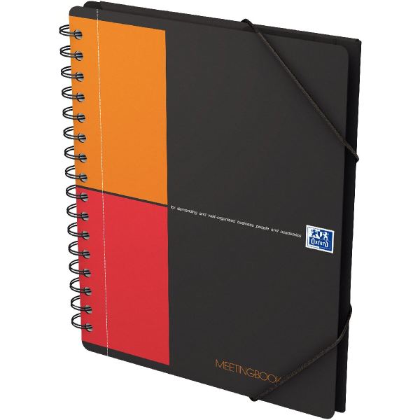 Oxford International Cahier "MEETINGBOOK", quadrillé, A5+ — Reliures spirales sans micro-perforation