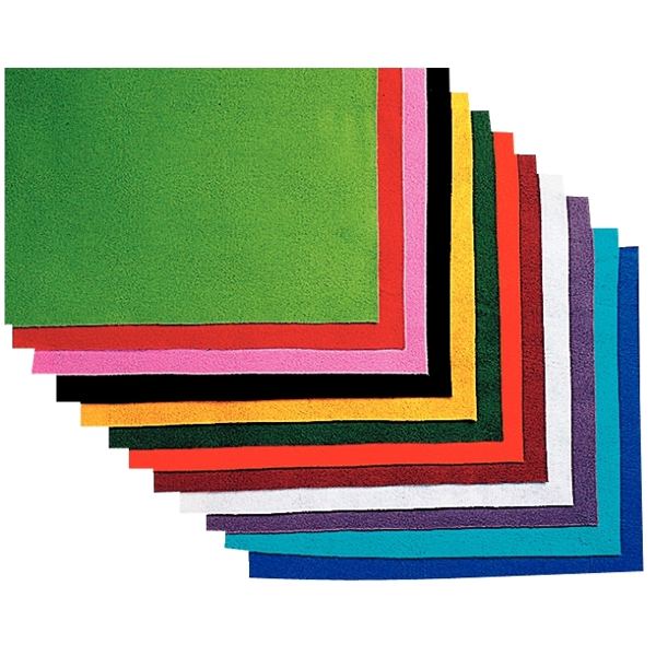 Paquet de 12 coupons de feutrine non adhésive, format 45 x 47 cm coloris assortis, N.C — TRAVAUX MANUELS