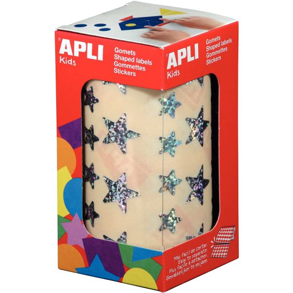 APLI kids Gommettes "Etoile", en rouleau, argent Holographie — Bricolage