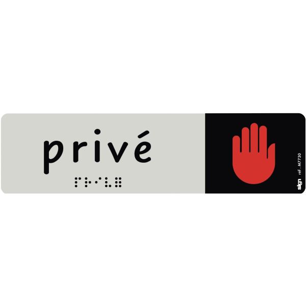 Plaque aluminium de signalisation avec texte en braille Privé" format 170 x 45 mm, N.C — Petit matériel bureau et école