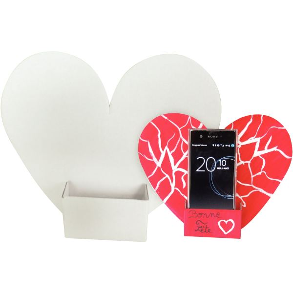 Lot de 10 porte-téléphone coeur en carton blanc, N.C — TRAVAUX MANUELS