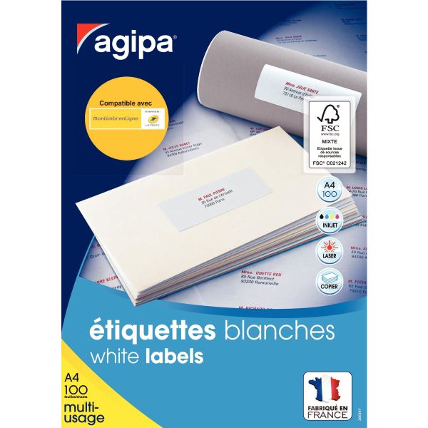 agipa Etiquette universelle, 210 x 297 mm, coins droits — Etiquettes multi-usage