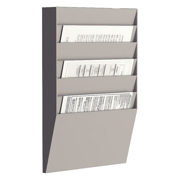 PAPERFLOW Trieur mural, 6 compartiments, A4 paysage, gris — Présentoirs de documents