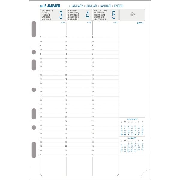 Recharge millésimée Exatime 21 16 mois blanc, EXACOMPTA — Calendriers & Agendas