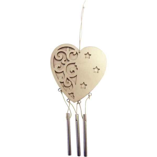 Lot de 5 carillons cœur en bois — Non classé