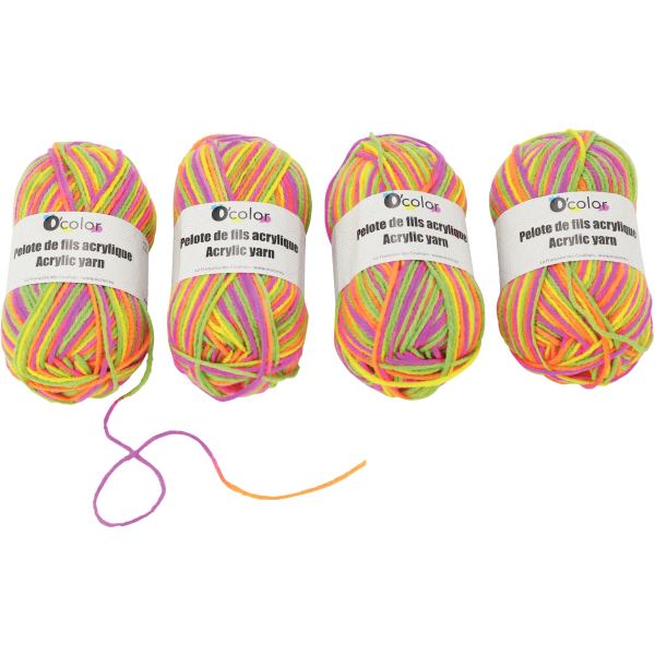Lot de 4 pelotes de laine coloris arc en ciel, 50g, N.C — TRAVAUX MANUELS