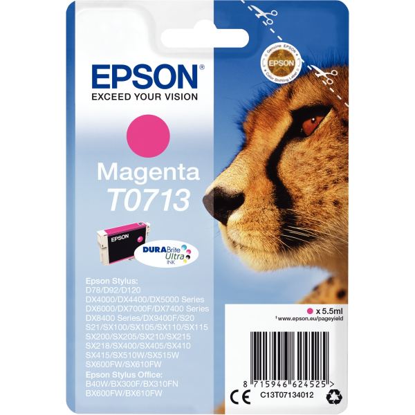 EPSON 1LB T0713 ink cartridge magenta standard capacity 5.5ml 1-pack blister without alarm — Consommables informatiques