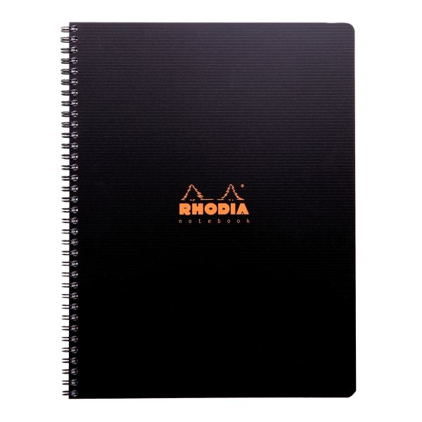 Cahier RHODIACTIVE Notebook 160 pages perforées, couverture polypropylène, format A4+, quadrillé 5x5 — Reliures spirales…