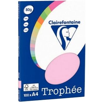 Pochette de 100 feuilles format A4 80g rose CLAIREFONTAINE, TROPHEE — Papiers