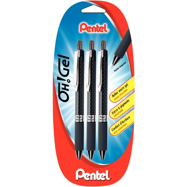 Blister de 3 rollers gel OH noirs, N.C — Écrire et corriger