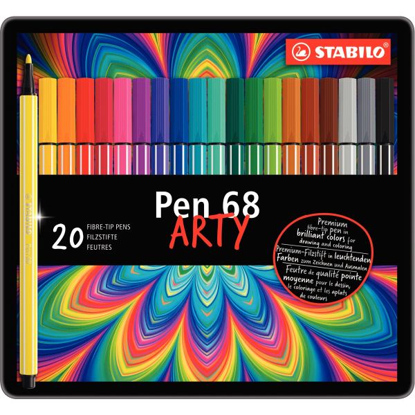 STABILO Feutre Pen 68, étui métallique de 20 — Feutres