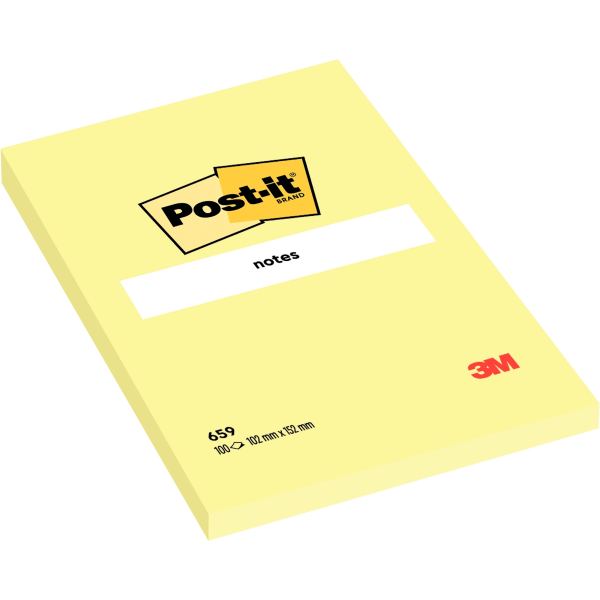 Post-it Bloc-note adhésif, 102 x 152 mm, sous film, jaune — Notes adhésives & distributeurs