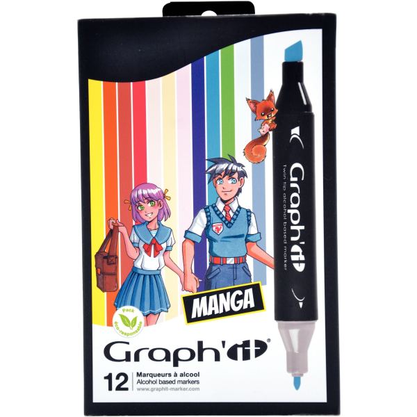 Pochette de 12 marqueurs Graph'it Manga, N.C — Écrire et corriger