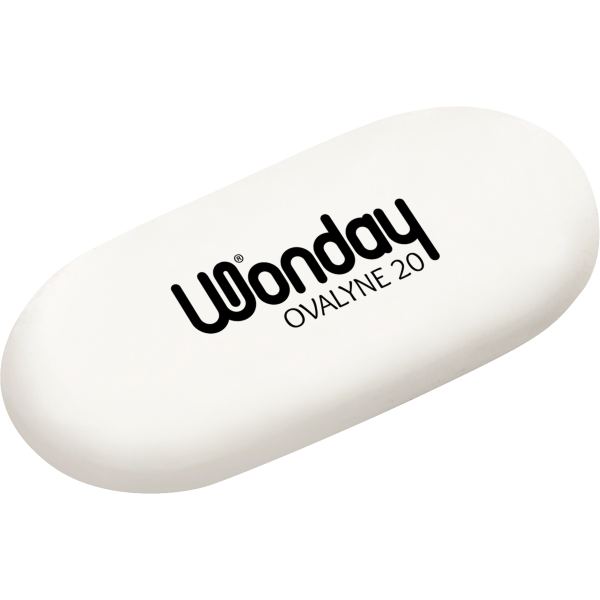 Boîte de 20 gommes Ovalyne blanches, Wonday — Écrire et corriger