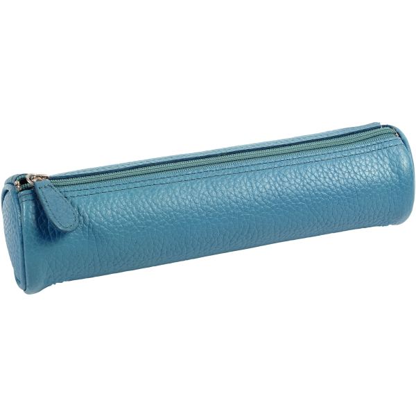 Trousse cuir ronde bleue format 22 cm x 6cm — Non classé