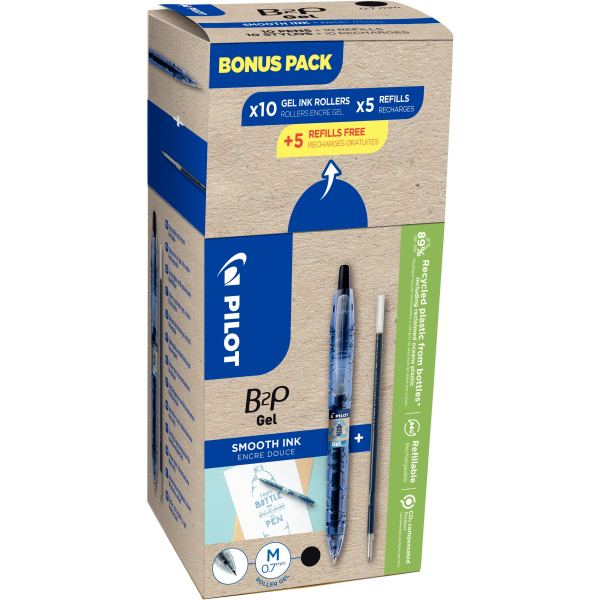 Pack de 10 stylos gel B2P noirs + 10 recharges — Écrire et corriger