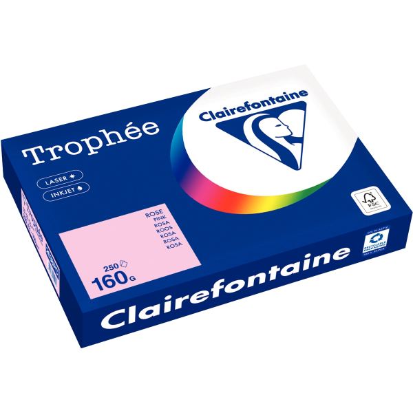 Paquet de 250 feuilles format A3 160g rose CLAIREFONTAINE, TROPHEE — Papiers