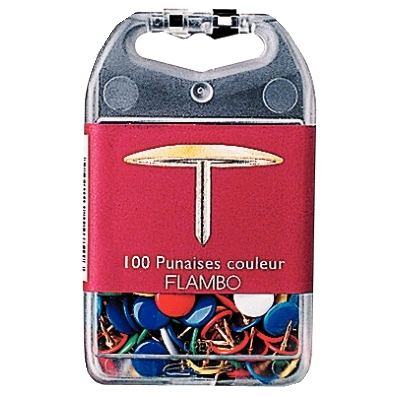 Boîte de 100 punaises diamètre 9 mm assortis CAPSA, N.C — EQUIPEMENT CLASSE ET BUREAU