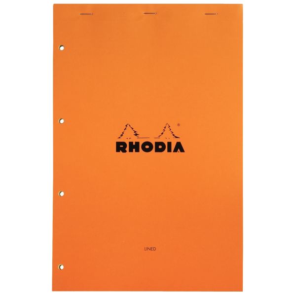 Bloc de bureau RHODIA 80 feuilles perforées, format A4+, ligné 7 mm, papier jaune 80g — Cahiers et dérivés de papier