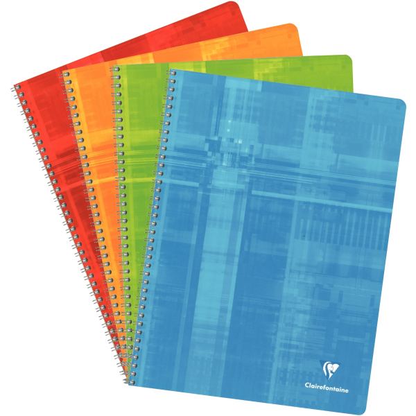 Reliure intégrale 100 pages CLAIREFONTAINE, format 24x32 cm, seyès, papier 90g — Reliures spirales sans micro-perforation