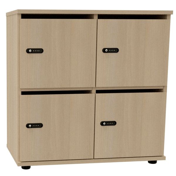 Casier avec portes boites aux lettres 4 cases Cubik Acacia, N.C — MOBILIER