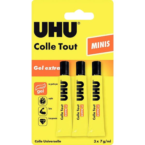 Lot de 3 tubes 7ml colle gel, N.C — Petit matériel bureau et école